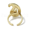 Rack Plating Brass Micro Pave Cubic Zirconia Teardrop Open Cuff Rings for Women RJEW-C088-04G-3