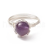 NaturalGemstone Braided Bead Finger Ring RJEW-TA00066-3