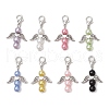 8Pcs 8 Colors Angel Alloy Beaded & Glass Pearl Round Beaded Pendant Decoration HJEW-JM03008-2