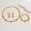 Vintage Design Iron Pave Cubic Zirconia Chain Bracelets & Earrings & Necklaces Set for Women's Party CO0564-5