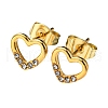 PVD Vacuum Plating 304 Stainless Steel Stud Earrings with Rhinestone for Women STAS-D087-24G-1