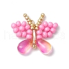 Handmade Glass Seed Beaded Butterfly Pendants PALLOY-MZ00685-01-1