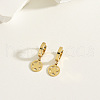 Stainless Steel Flat Round with Star Hoop Earrings ZU0993-3