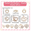 SUNNYCLUE 40Pcs 10 Style Alloy Crystal Rhinestone Pendants ALRI-SC0001-35G-2