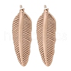 Ion Plating(IP) 304 Stainless Steel Feather Stud Earrings EJEW-C099-11RG-2