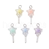 5Pcs Acrylic & Glass Pendants PALLOY-JF03526-02-1
