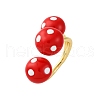 Brass Enamel Open Cuff Rings for Women RJEW-U057-23G-03-4