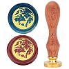 Brass Wax Seal Stamp with Wood Handle AJEW-WH0412-0039-1