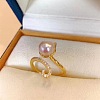 Mother's Day Jewellery Cat Shape Natural Freshwater Pearl & Crystal Rhinestone Cuff Rings for Women FS-WGC5CB5-01-2