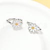 Daisy Brass Enamel Hoop Earrings for Women EJEW-G434-02P-2