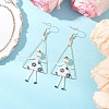 Girl with Triangle Brass Glass Seed Beads Dangle Earrings EJEW-MZ00453-02-1