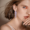 FIBLOOM 3 Pairs 3 Colors Rhinestone Leaf Cluster Earrings EJEW-FI0002-70-7