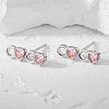 Heart Sterling Silver Pink Cubic Zirconia Stud Earrings ZA6656-2-3