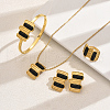 Rectangle Stainless Steel & Plastic Bracelets & Earrings & Necklaces & Rings Sets for Women GF9745-1-2