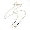 304 Stainless Steel & Blue Glass Beads Pendant Necklaces for Women NJEW-A045-26A-G-4