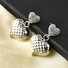 Textured Heart Brass Micro Pave Clear Cubic Zirconia Dangle Stud Earrings EJEW-Z099-02P-01-2