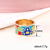 House Pattern Brass Enamel Finger Rings FS-WG03239-03-3
