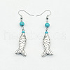 Bohemian Zinc Alloy Synthetic Turquoise Dangle Earrings LQ8241-9-1