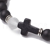 2Pcs 2 Styles 8mm Round Frosted Glass Beaded Stretch Bracelet Sets BJEW-JB10623-5