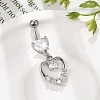 Alloy Crystal Rhinestone Dangle Curved Barbell Belly Rings AJEW-R007-04P-06-4