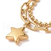 Ion Plating(IP) 304 Stainless Steel Double Layered Chains Multi-strand Bracelet with Star Charms for Women STAS-E154-10G-2
