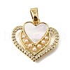 Brass Micro Pave Cubic Zirconia ABS Imitation Pearl Pendants KK-D328-03G-C-1