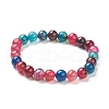 Natural Agate Beaded Stretch Bracelets BJEW-D446-C-05-2