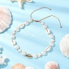 Summer Synthetic Turquoise Starfish & Natural Cowrie Shell & White Imitation Pearl Adjustable Beaded Necklaces NJEW-JN05270-03-1