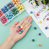 SUPERFINDINGS Printed Natural Wooden Beads WOOD-FH0001-54-3
