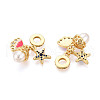 Brass Micro Pave Clear Cubic Zirconia Pendants X-KK-N271-05G-2