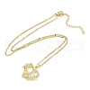304 Stainless Steel Heart Pendant Necklaces with Cubic Zirconia NJEW-H029-01G-J-2