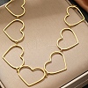 304 Stainless Steel Hollow Heart Link Chain Choker Necklaces for Women NJEW-Z081-01G-3