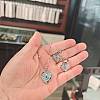 Heart with Eye Pattern 304 Stainless Steel Micro Pave Cubic Zirconia Pendant Necklace & Hoop Earrings Sets FS-WGB58AC-06-1
