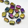 Electroplate Natural Druzy Quartz Crystal Cuboid Beads Strands G-L043-04-3