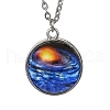 304 Stainless Steel Glass Space Pendant Necklaces NJEW-JN05192-3