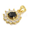 Flower Rack Plating Brass Micro Pave Cubic Zirconia Pendants KK-G513-92G-03-2