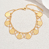 Vintage Iron Round Coin Chain Tassel Anklets for Women LU3450-1
