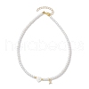 Brass Micro Pave Grade AAA Cubic Zirconia Letter Pendant Necklaces NJEW-JN04771-24-4