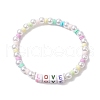 Polymer Clay & Plastic Beaded Stretch Bracelets BJEW-JB10341-3