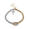 New stainless steel gold square bead chain cross double-layer chain bracelet for men and women's bracelets GK1809-3-1