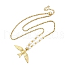 304 Stainless Steel & Plastic Imitation Pearl Bird Pendant Necklaces for Women NJEW-P330-02G-4