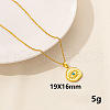 Stylish Stainless Steel Rhinestones Flat Round with Evil Eye Pendant Necklace QQ6499-2-1