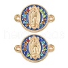 Alloy Micro Pave Colorful Cubic Zirconia Holy Virgin Mary Connector Charms with Enamel FIND-Z061-06G-02-1