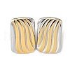 Rectangle 304 Stainless Steel Two Tone Stud Earrings EJEW-D308-10B-PG-2