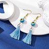 Evil Eye Lampwork & Tassel Earrings EJEW-JE05592-01-2