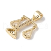 Rack Plating Brass Micro Pave Cubic Zirconia Pendants KK-F848-04G-4