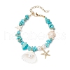 4Pcs Natural Topaz Jade & Green Aventurine & Rose Quartz & Synthetic Turquoise Chip Beads Charm Bracelets BJEW-TA00640-3