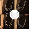 4Pcs 4 Styles Brass & 304 Stainless Steel Double Layer Chains for Jeans Pants with Alloy Star Charms AJEW-GO00009-5