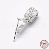 Anti-Tarnish Rhodium Plated 925 Sterling Silver Micro Pave Cubic Zirconia Pendant Bails STER-P034-43P-6