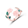Rose Alloy Enamel Cuff Rings for Women FS-WGBA561-06-2